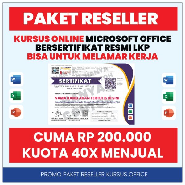 paket reseller kursus office lkp harga normal